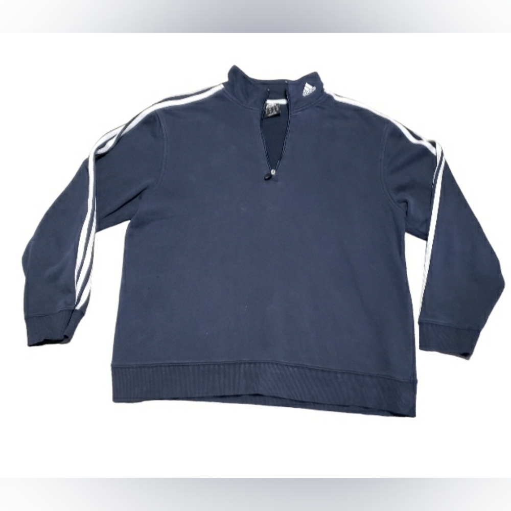 Adidas Quarter Zip Blue Sweat Pullover Men's Size Large
